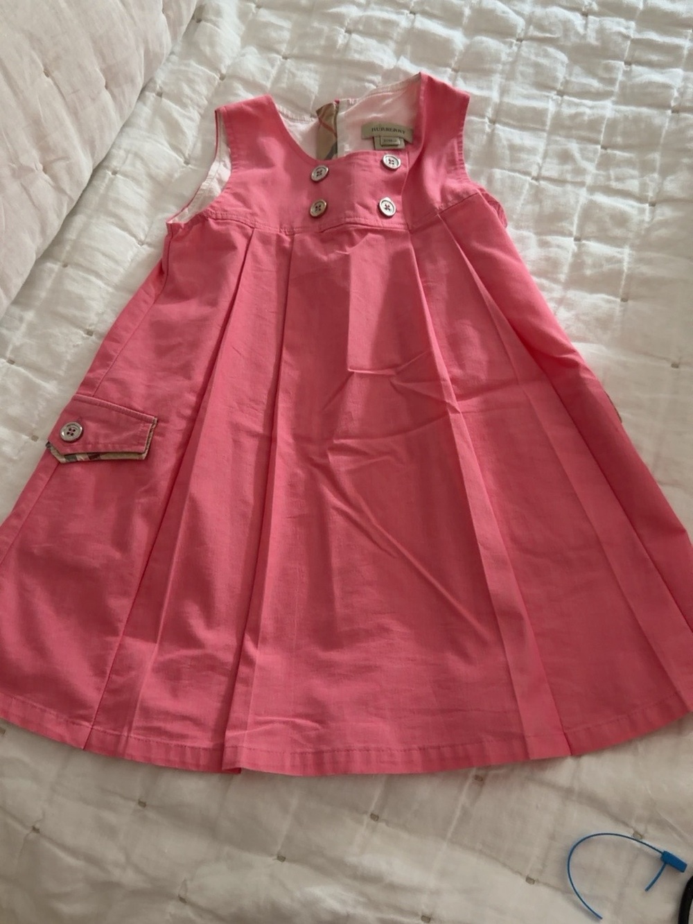 Burberry Girls Pink Pleated Dress 3Y 98cm 3T Signature Check Trim